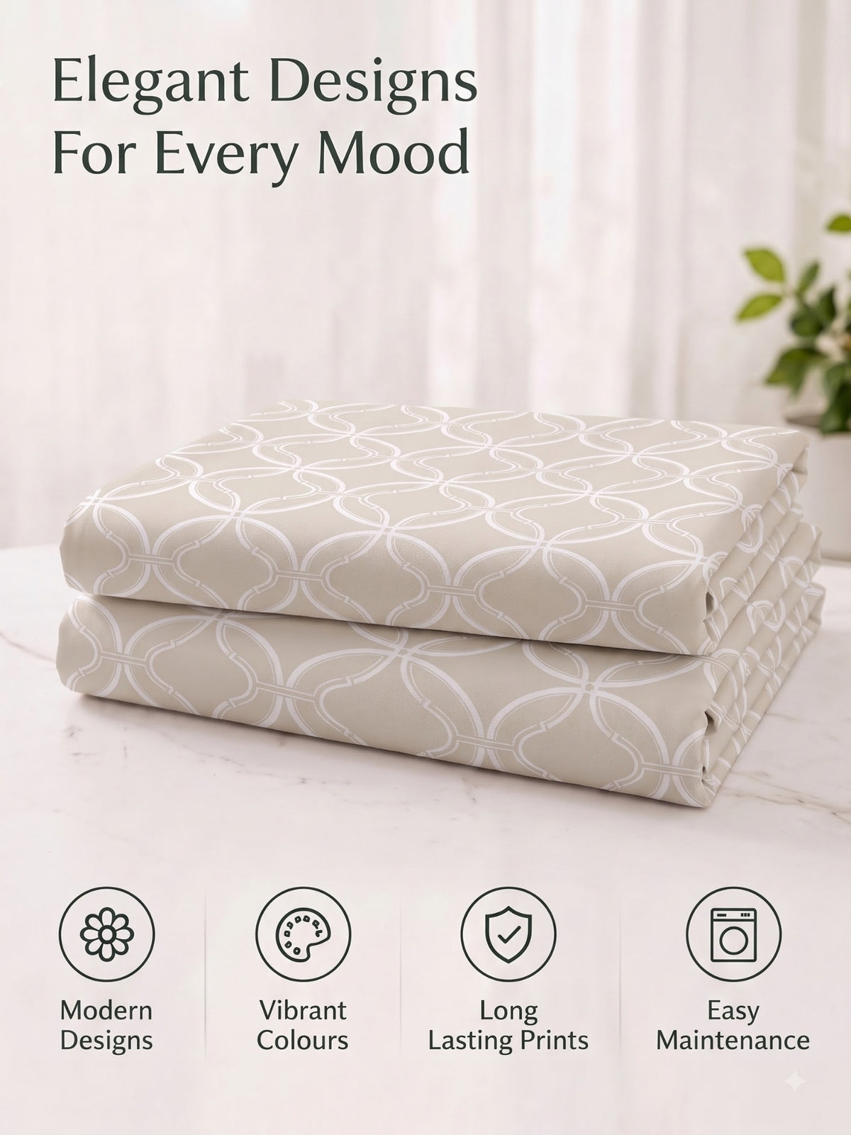 Premium 100% Cotton Satin King Size Bedsheet – 210 TC, 108 x 108 Inch| Beige & White