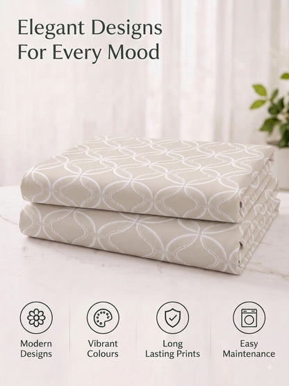 Premium 100% Cotton Satin King Size Bedsheet – 210 TC, 108 x 108 Inch| Beige & White