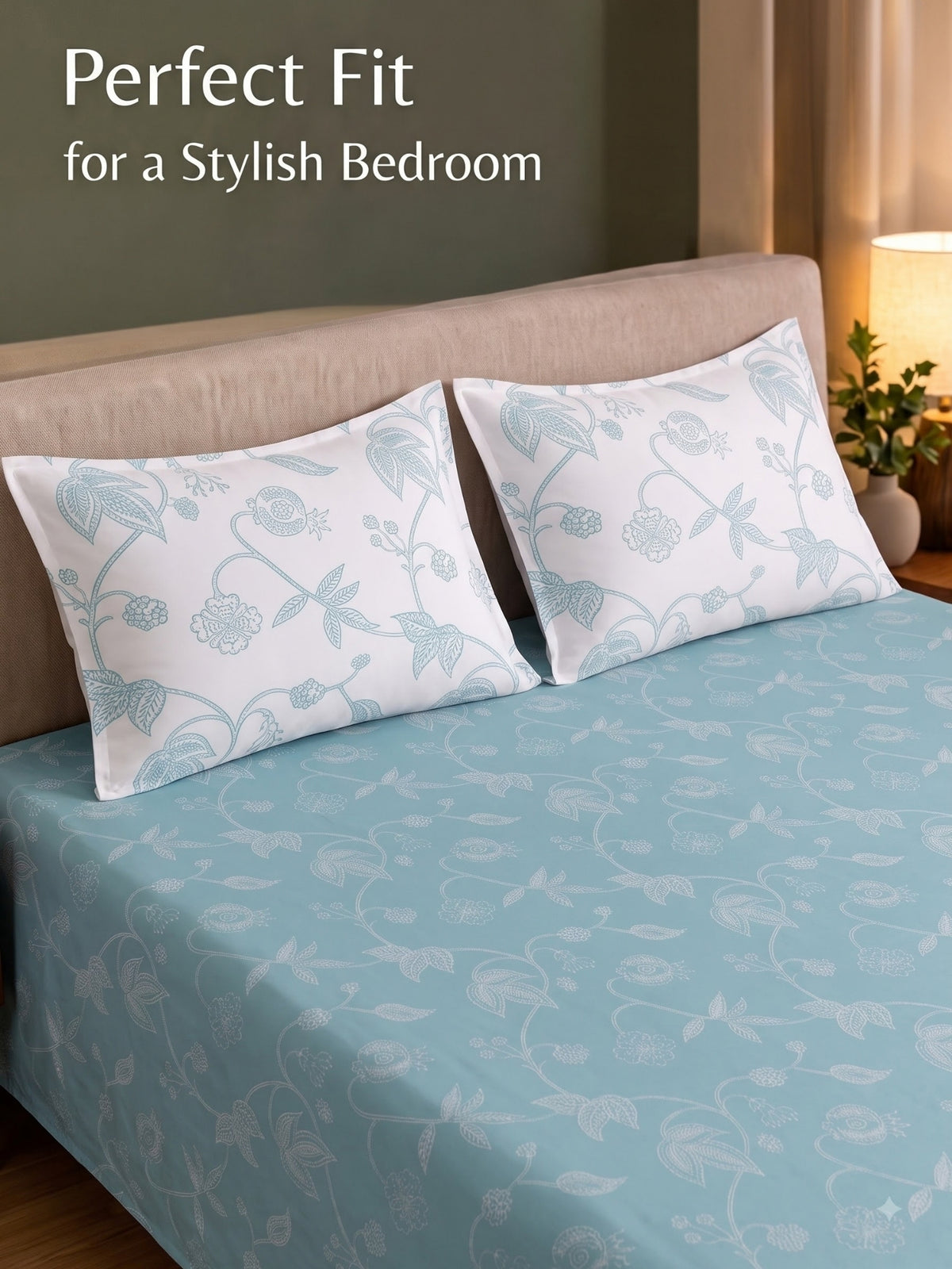 Premium 100% Cotton Satin King Size Bedsheet – 210 TC, 108 x 108 Inch|Blue