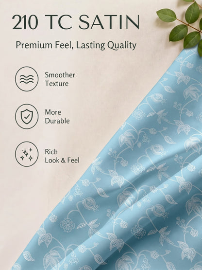Premium 100% Cotton Satin King Size Bedsheet – 210 TC, 108 x 108 Inch|Blue