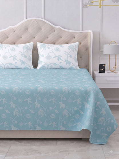 Premium 100% Cotton Satin King Size Bedsheet – 210 TC, 108 x 108 Inch|Blue