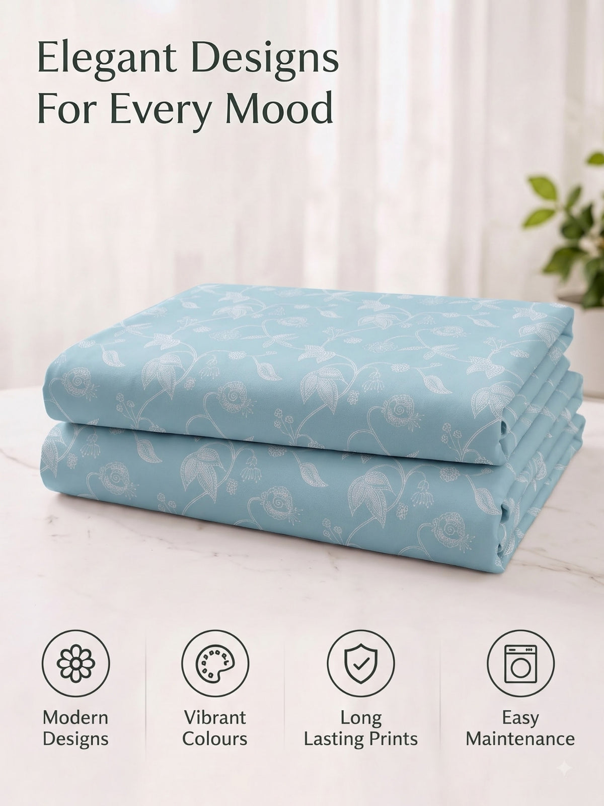 Premium 100% Cotton Satin King Size Bedsheet – 210 TC, 108 x 108 Inch|Blue