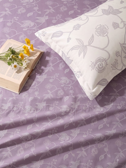 Premium 100% Cotton Satin King Size Bedsheet – 210 TC, 108 x 108 Inch|Lavender