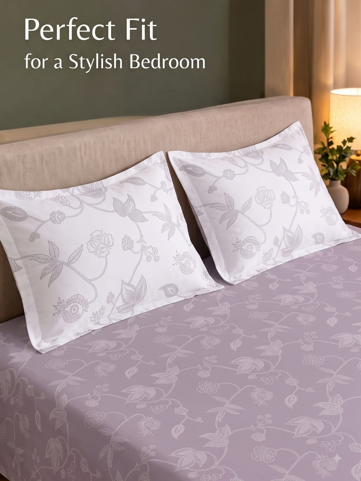 Premium 100% Cotton Satin King Size Bedsheet – 210 TC, 108 x 108 Inch|Lavender