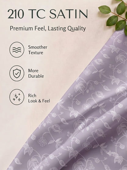 Premium 100% Cotton Satin King Size Bedsheet – 210 TC, 108 x 108 Inch|Lavender