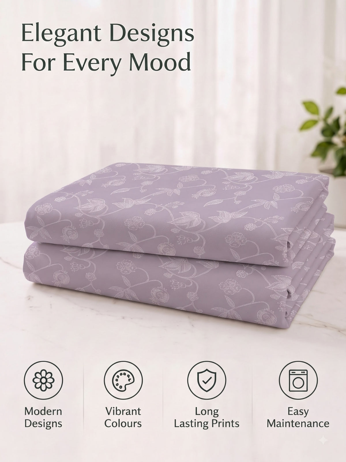 Premium 100% Cotton Satin King Size Bedsheet – 210 TC, 108 x 108 Inch|Lavender