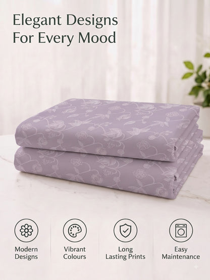 Premium 100% Cotton Satin King Size Bedsheet – 210 TC, 108 x 108 Inch|Lavender