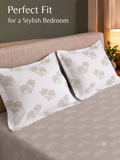 Premium 100% Cotton Satin King Size Bedsheet – 210 TC, 108 x 108 Inch| Milky brown