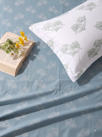 Premium 100% Cotton Satin King Size Bedsheet – 210 TC, 108 x 108 Inch| Bondi blue