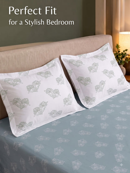 Premium 100% Cotton Satin King Size Bedsheet – 210 TC, 108 x 108 Inch| Bondi blue