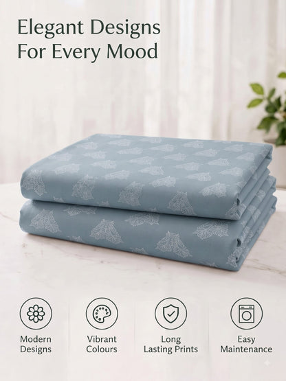 Premium 100% Cotton Satin King Size Bedsheet – 210 TC, 108 x 108 Inch| Bondi blue