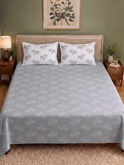 Premium 100% Cotton Satin King Size Bedsheet – 210 TC, 108 x 108 Inch| Grey