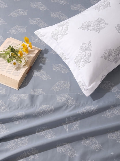 Premium 100% Cotton Satin King Size Bedsheet – 210 TC, 108 x 108 Inch| Grey