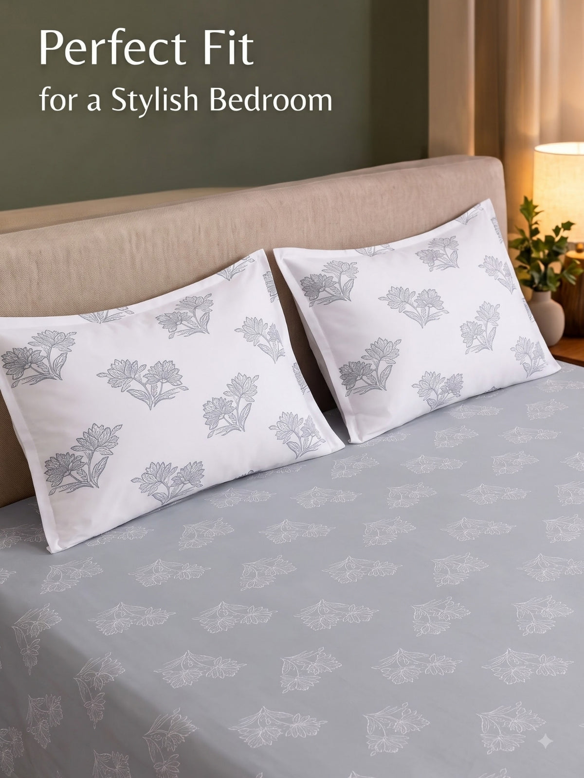 Premium 100% Cotton Satin King Size Bedsheet – 210 TC, 108 x 108 Inch| Grey
