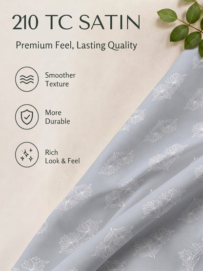 Premium 100% Cotton Satin King Size Bedsheet – 210 TC, 108 x 108 Inch| Grey