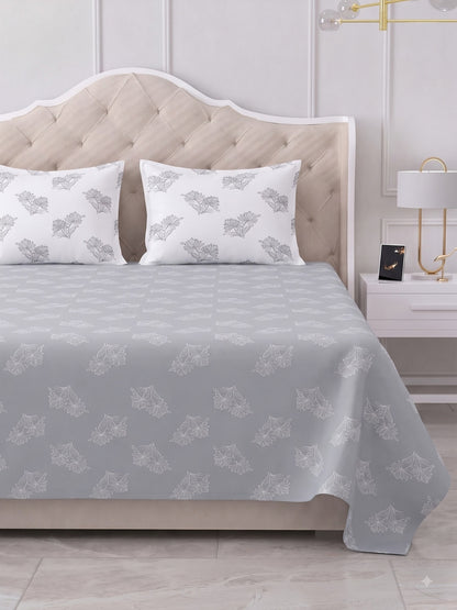 Premium 100% Cotton Satin King Size Bedsheet – 210 TC, 108 x 108 Inch| Grey