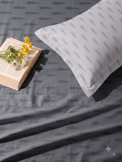 Premium 100% Cotton Satin King Size Bedsheet – 210 TC, 108 x 108 Inch| Dark Grey