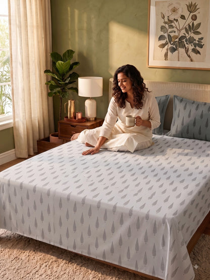 Premium 100% Cotton Satin King Size Bedsheet – 210 TC, 108 x 108 Inch| Light Grey