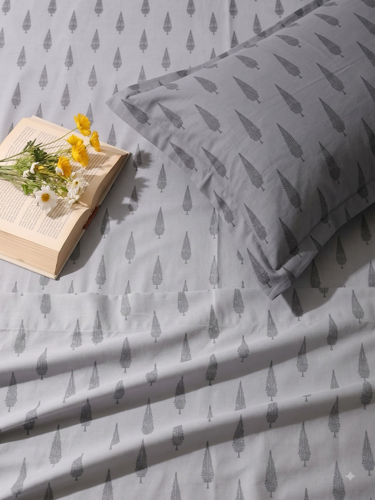Premium 100% Cotton Satin King Size Bedsheet – 210 TC, 108 x 108 Inch| Light Grey