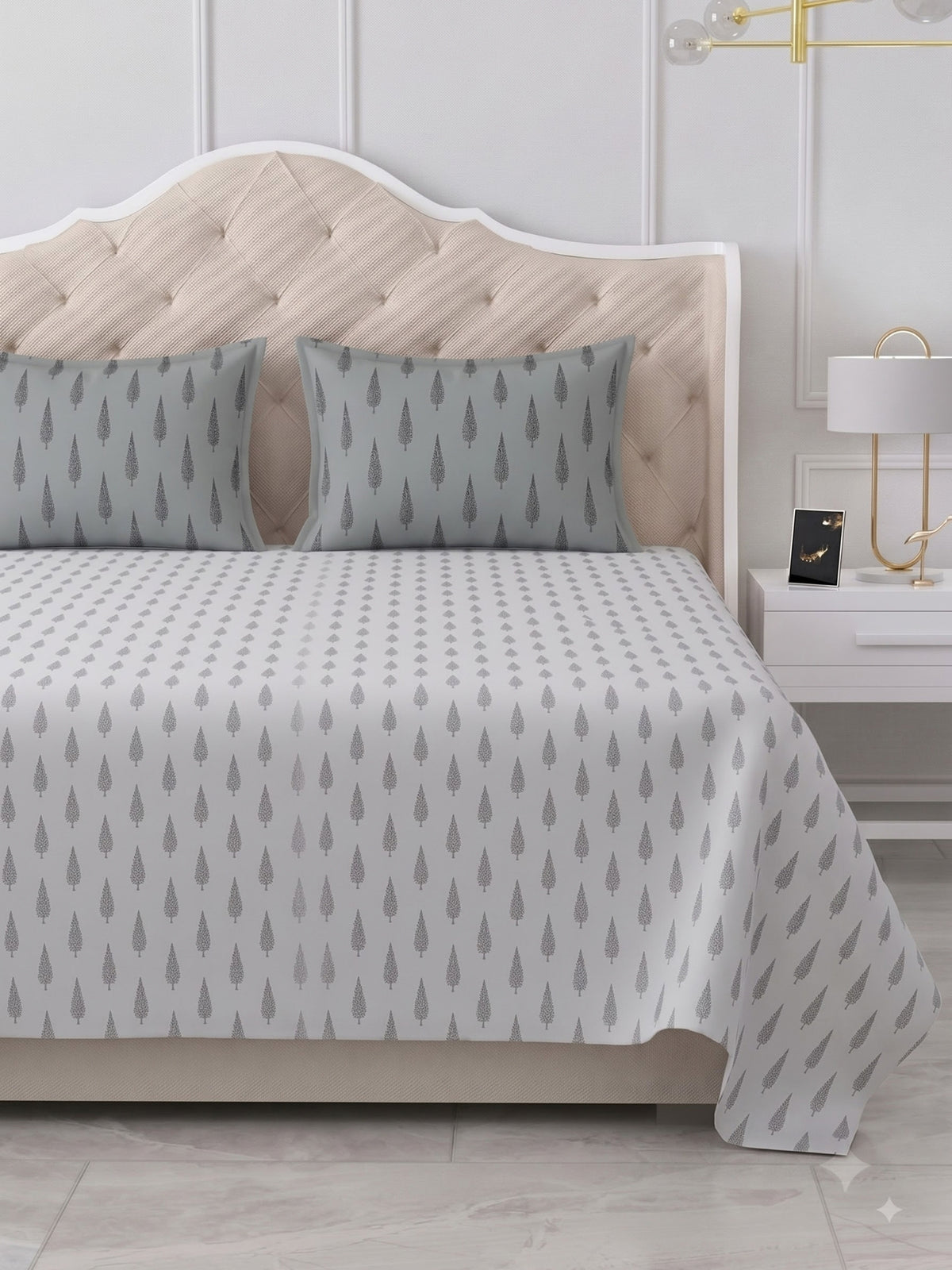 Premium 100% Cotton Satin King Size Bedsheet – 210 TC, 108 x 108 Inch| Light Grey
