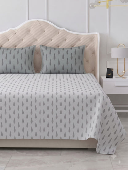 Premium 100% Cotton Satin King Size Bedsheet – 210 TC, 108 x 108 Inch| Light Grey
