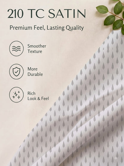 Premium 100% Cotton Satin King Size Bedsheet – 210 TC, 108 x 108 Inch| Light Grey
