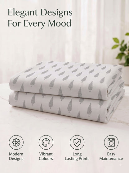 Premium 100% Cotton Satin King Size Bedsheet – 210 TC, 108 x 108 Inch| Light Grey