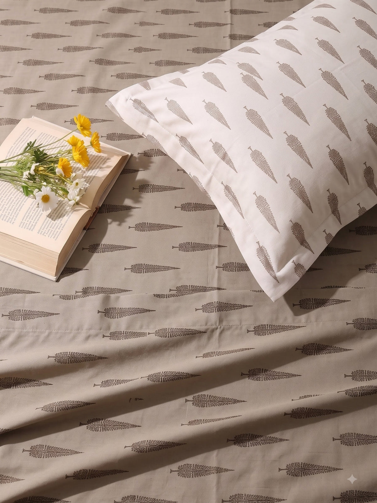 Premium 100% Cotton Satin King Size Bedsheet – 210 TC, 108 x 108 Inch| Light brown