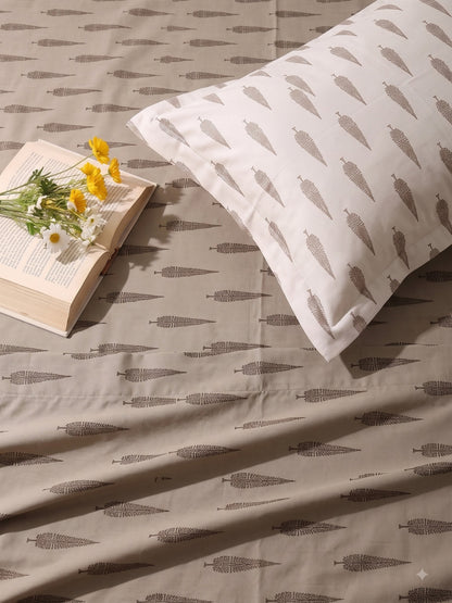 Premium 100% Cotton Satin King Size Bedsheet – 210 TC, 108 x 108 Inch| Light brown