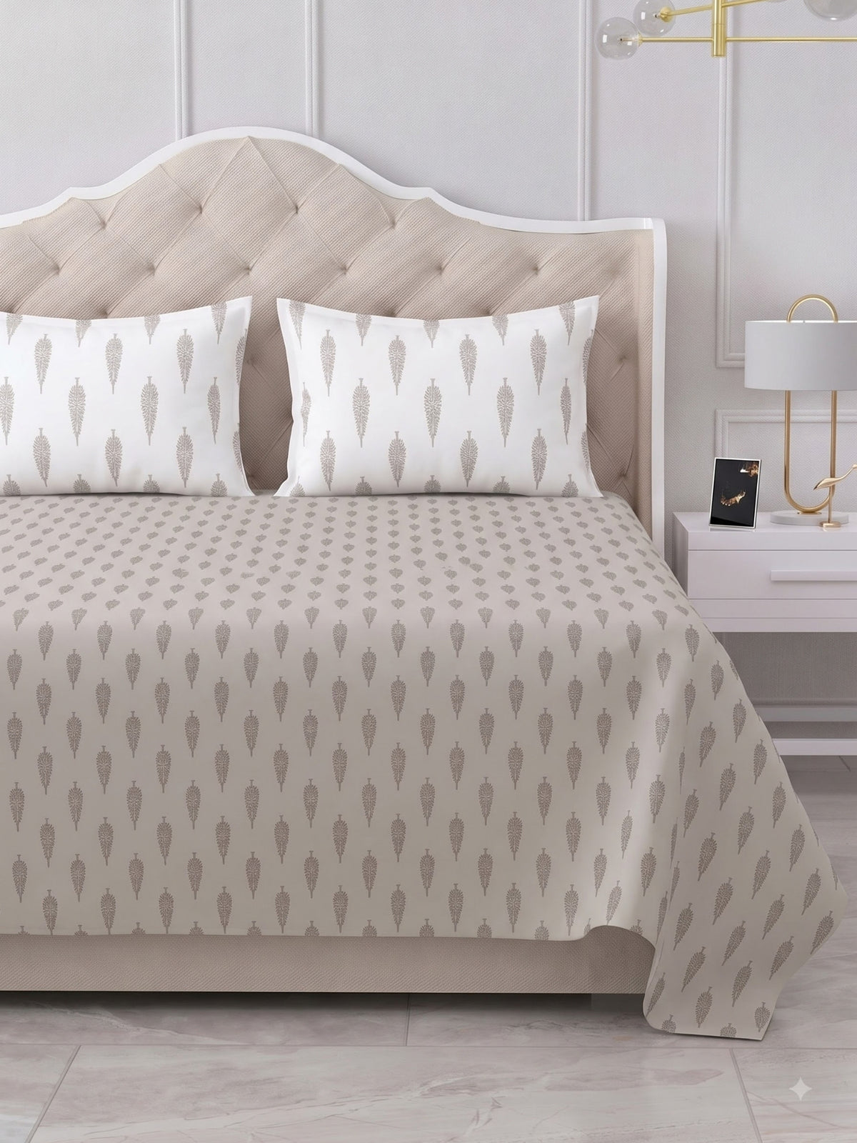 Premium 100% Cotton Satin King Size Bedsheet – 210 TC, 108 x 108 Inch| Light brown