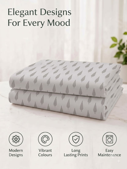 Premium 100% Cotton Satin King Size Bedsheet – 210 TC, 108 x 108 Inch| Light Grey & Brown