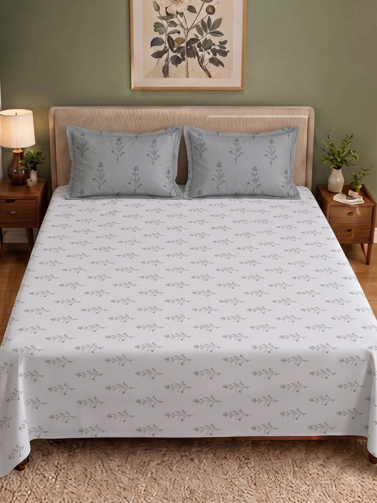 Premium 100% Cotton Satin King Size Bedsheet – 210 TC, 108 x 108 Inch| Light grey