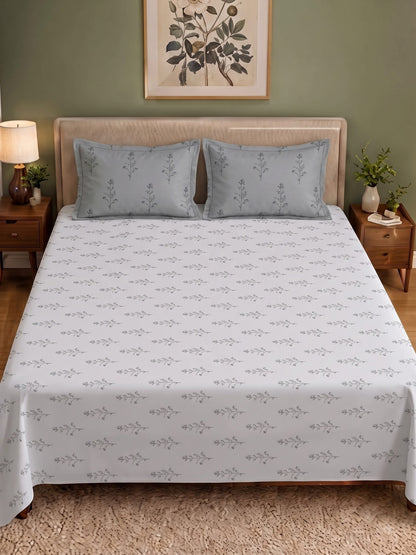 Premium 100% Cotton Satin King Size Bedsheet – 210 TC, 108 x 108 Inch| Light grey