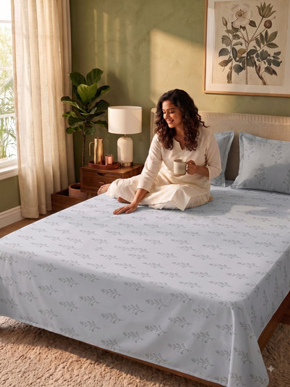 Premium 100% Cotton Satin King Size Bedsheet – 210 TC, 108 x 108 Inch| Light grey