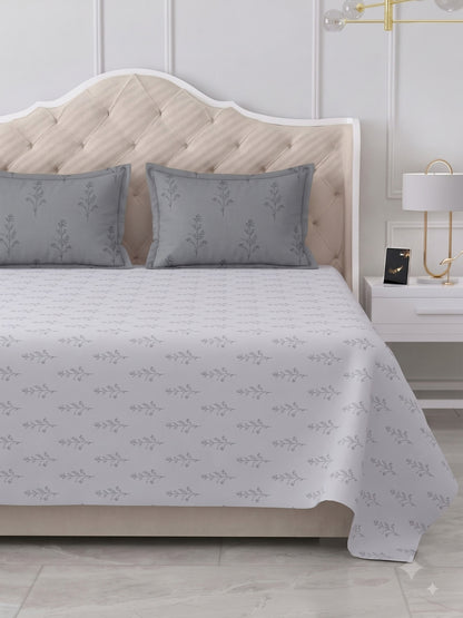 Premium 100% Cotton Satin King Size Bedsheet – 210 TC, 108 x 108 Inch| Light grey