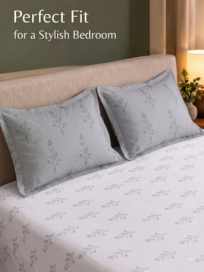 Premium 100% Cotton Satin King Size Bedsheet – 210 TC, 108 x 108 Inch| Light grey