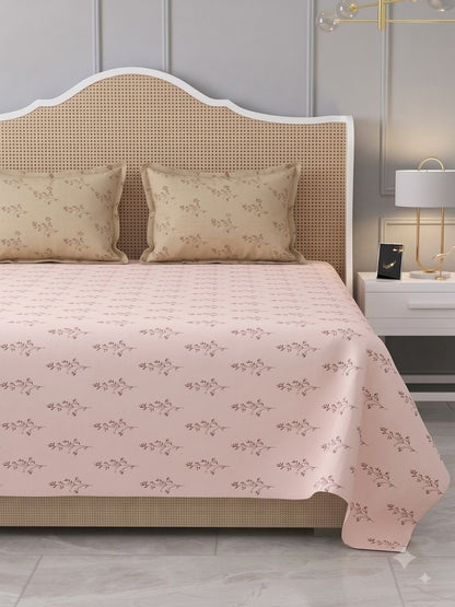 Premium 100% Cotton Satin King Size Bedsheet – 210 TC, 108 x 108 Inch| Blush Pink