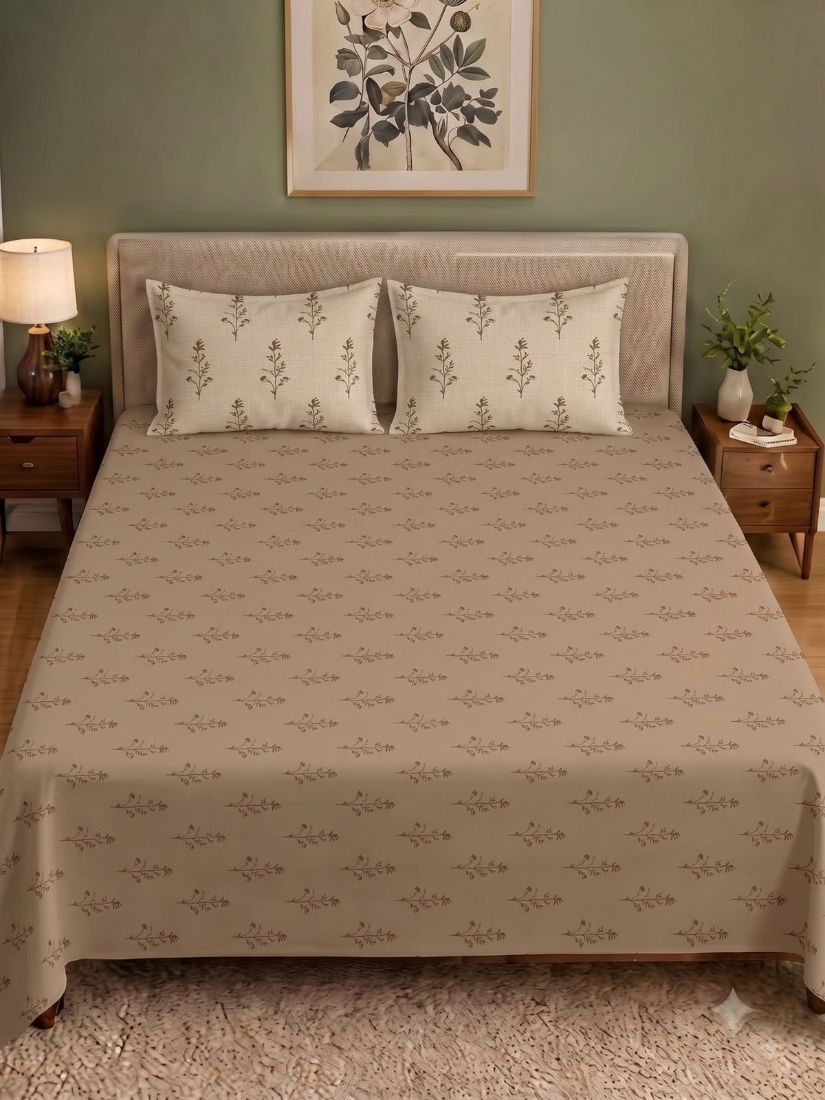 Premium 100% Cotton Satin King Size Bedsheet – 210 TC, 108 x 108 Inch| Brown