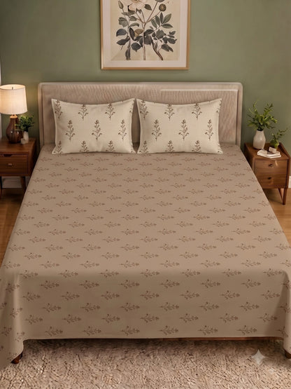 Premium 100% Cotton Satin King Size Bedsheet – 210 TC, 108 x 108 Inch| Brown