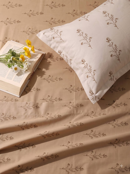 Premium 100% Cotton Satin King Size Bedsheet – 210 TC, 108 x 108 Inch| Brown