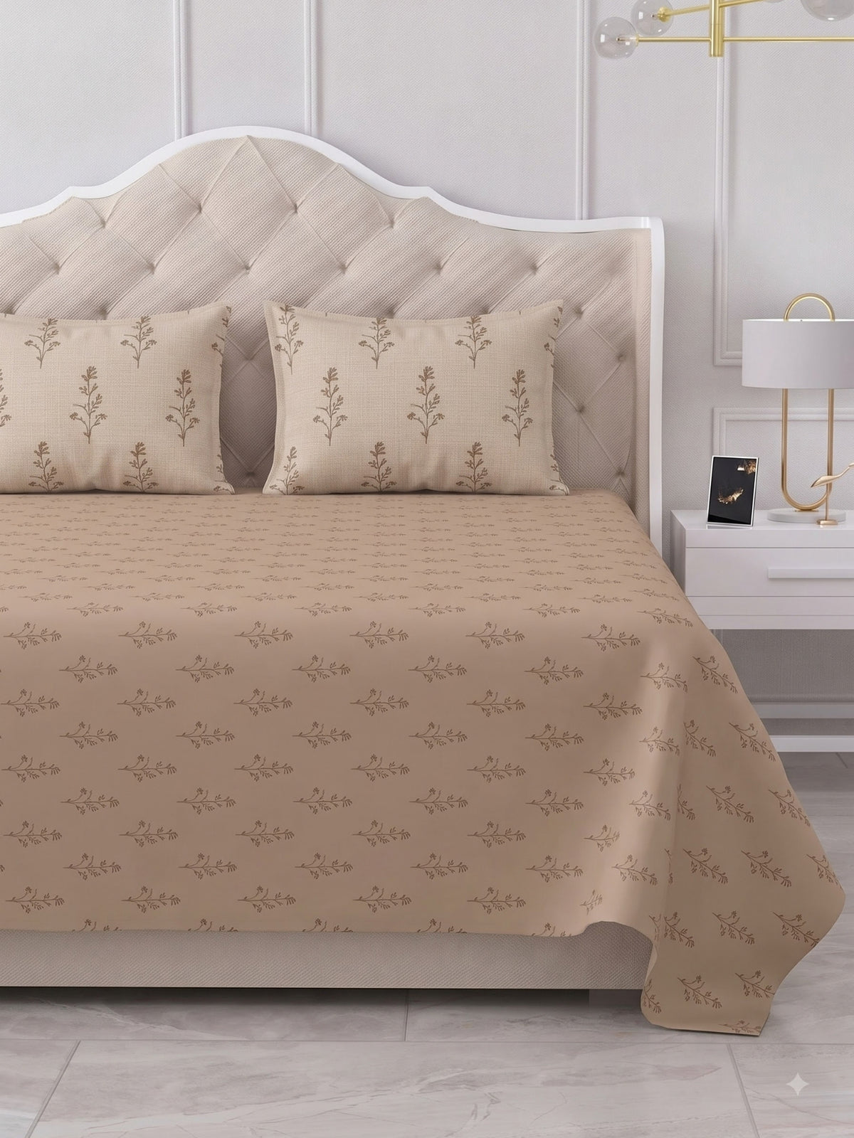 Premium 100% Cotton Satin King Size Bedsheet – 210 TC, 108 x 108 Inch| Brown