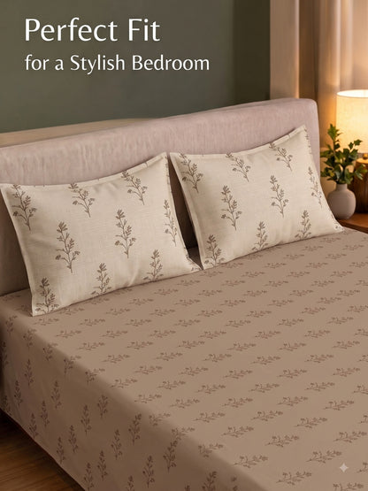 Premium 100% Cotton Satin King Size Bedsheet – 210 TC, 108 x 108 Inch| Brown