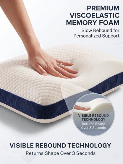 Memory Foam Pillow for Sleeping | High Loft 4.5 Inch | 100% Visco-Elastic Memory Foam | Neck & Shoulder Support | Knitted Jacquard Cover | 23 x 15 x 4.5 Inches | White | Pack of 1