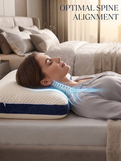 Memory Foam Pillow for Sleeping | High Loft 4.5 Inch | 100% Visco-Elastic Memory Foam | Neck & Shoulder Support | Knitted Jacquard Cover | 23 x 15 x 4.5 Inches | White | Pack of 1