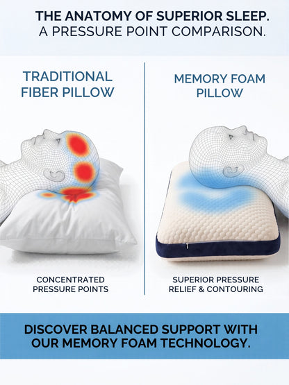 Memory Foam Pillow for Sleeping | High Loft 4.5 Inch | 100% Visco-Elastic Memory Foam | Neck & Shoulder Support | Knitted Jacquard Cover | 23 x 15 x 4.5 Inches | White | Pack of 1