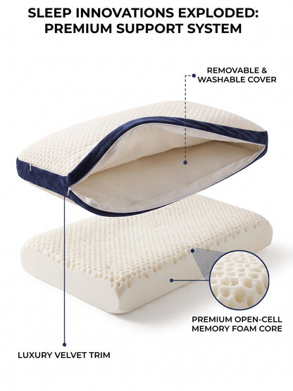 Memory Foam Pillow for Sleeping | High Loft 4.5 Inch | 100% Visco-Elastic Memory Foam | Neck & Shoulder Support | Knitted Jacquard Cover | 23 x 15 x 4.5 Inches | White | Pack of 1