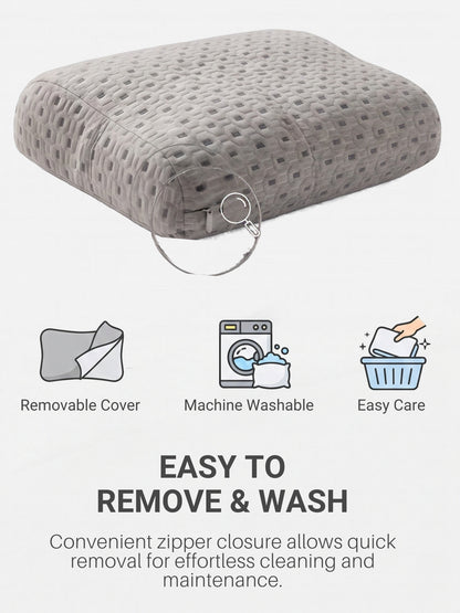 Contour Cervical Memory Foam Pillow | Dual Height 4.5" & 3.5" | 100% Visco-Elastic Memory Foam | Knitted Jacquard Cover | 23.5 x 14.5 Inches | White | Pack of 1