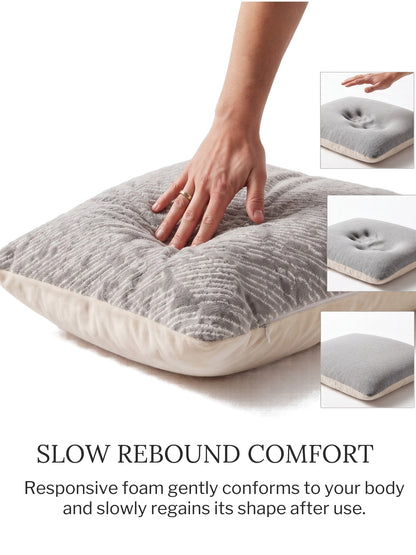 Memory Foam Pillow for Sleeping | 100% Visco-Elastic Memory Foam | Neck & Shoulder Support | Knitted Jacquard Cover | 24 x 15.5 x 4 Inches | White | Pack of 1