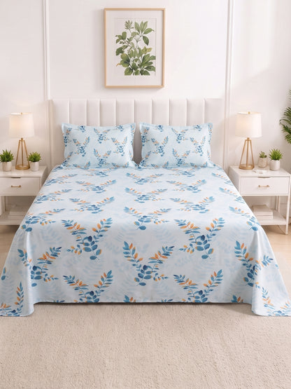 186 TC 100% Cotton Double Bedsheet 90 x 100 Inch with 2 Pillow Cover