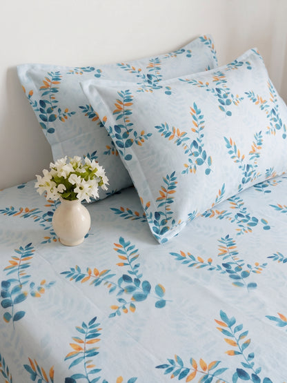 186 TC 100% Cotton Double Bedsheet 90 x 100 Inch with 2 Pillow Cover